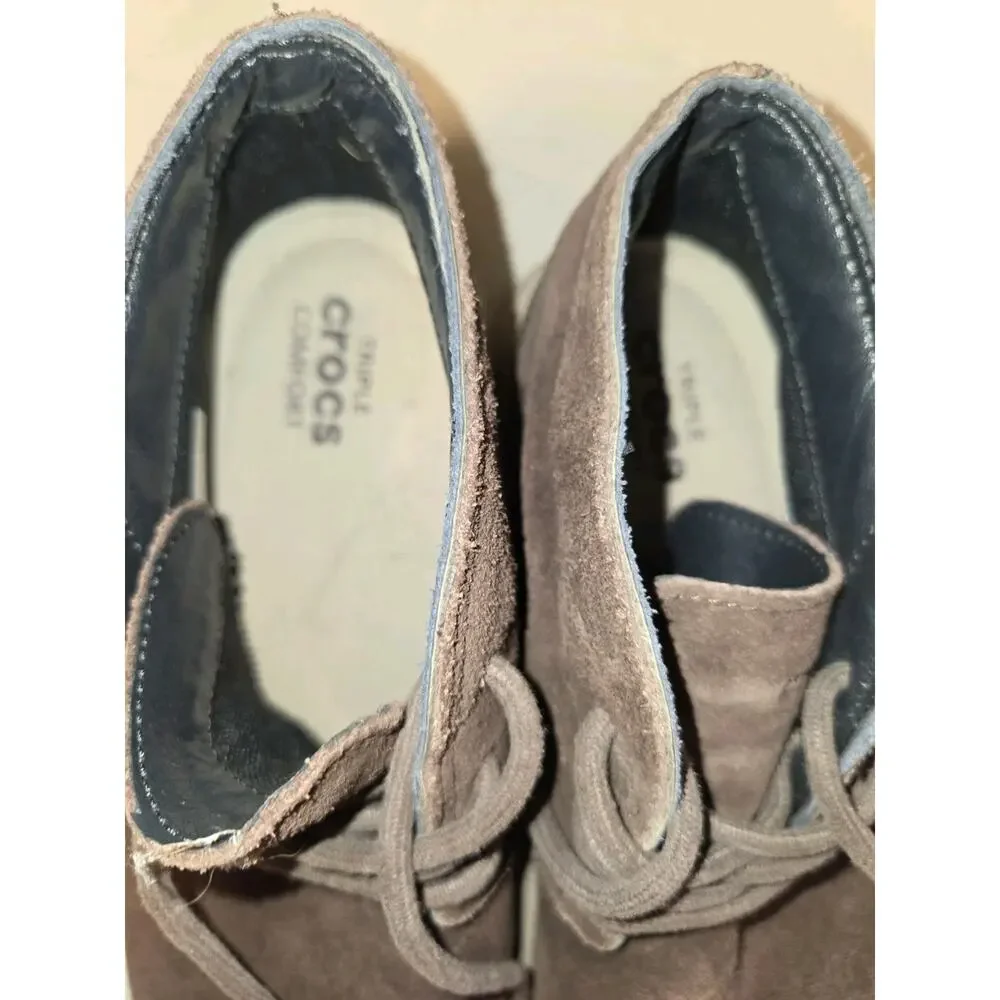 Crocs Kinsale Chukka Boots Mens 9 Dark Brown Suede Lace Up Comfort
